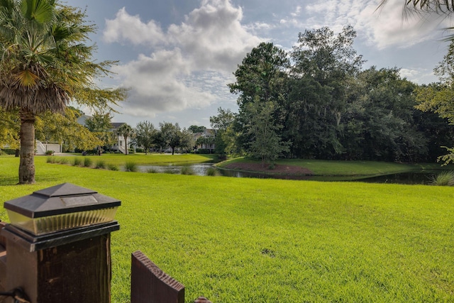 view of home's community featuring a yard and a water view