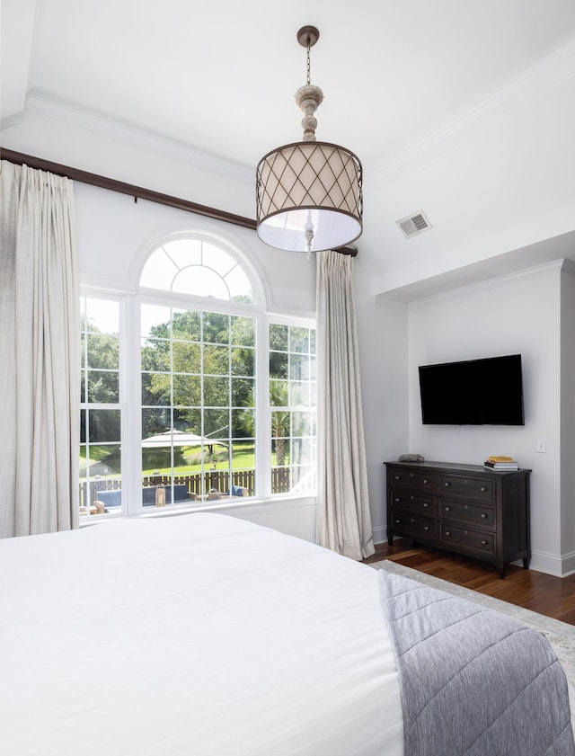 bedroom featuring dark hardwood / wood-style flooring