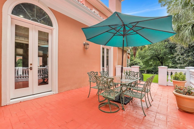 view of patio featuring french doors