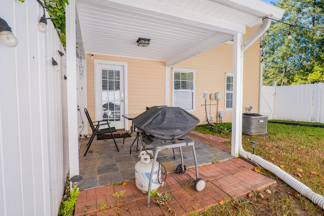 view of patio with central AC unit