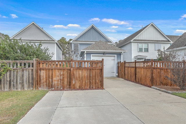 exterior space with a garage