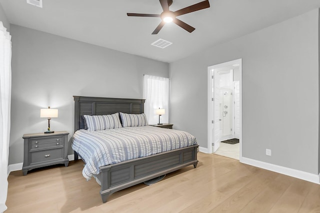 1017 Marsh Royal St, Summerville, SC 29485 - bedroom featuring light wood-style flooring, baseboards, ensuite bath, and a ceiling fan