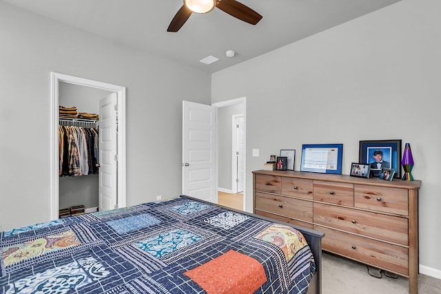1017 Marsh Royal St, Summerville, SC 29485 - bedroom with light carpet, ceiling fan, baseboards, and a closet