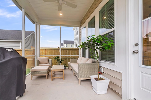1017 Marsh Royal St, Summerville, SC 29485 - sunroom / solarium featuring a ceiling fan and outdoor lounge area