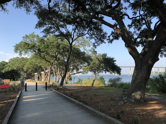 view of home's community with a water view