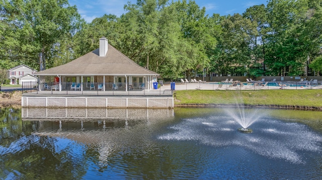 7945 Parklane Ct Unit C, North Charleston, SC 29418 - dock area with a water view, a community pool, and view of wooded area