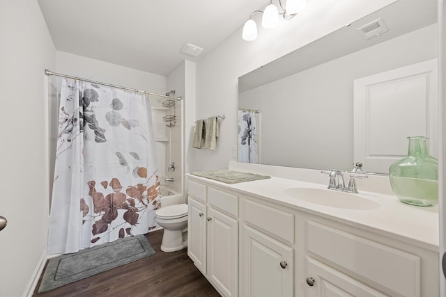 153 Wild Holly Dr, Moncks Corner, SC 29461 - bathroom featuring wood finished floors, toilet, vanity, and shower / bath combo