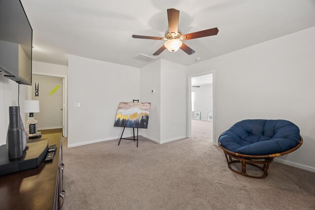 153 Wild Holly Dr, Moncks Corner, SC 29461 - living area with carpet floors, ceiling fan, and baseboards
