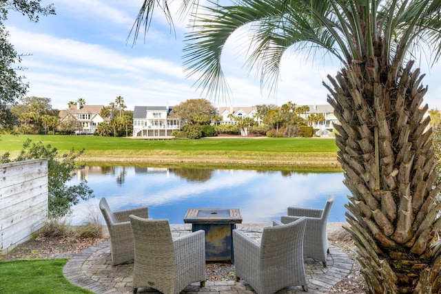 exterior space featuring a water view