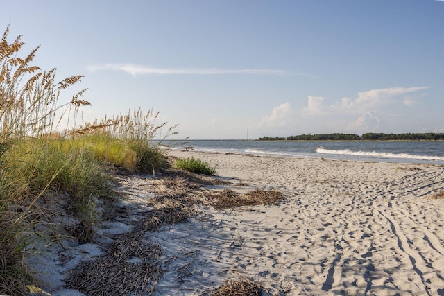 property view of water with a beach view