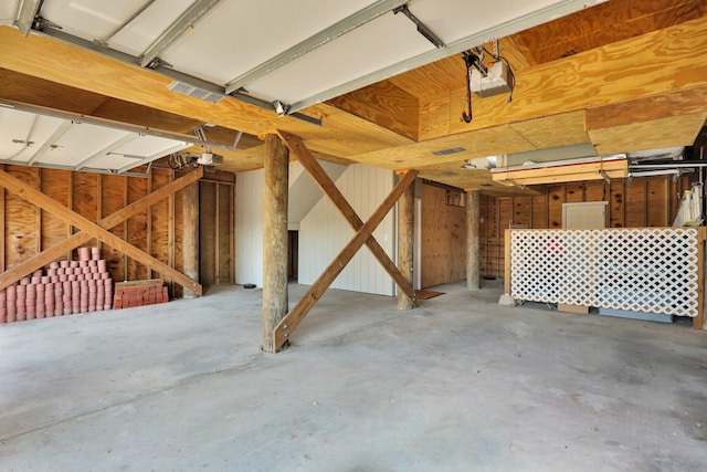 garage with a garage door opener