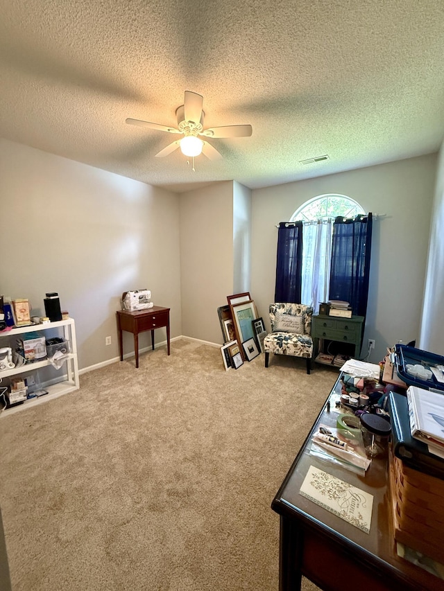 3415 Pawtucket St, Charleston, SC 29414 - sitting room with ceiling fan, carpet floors, and a textured ceiling