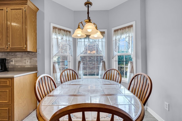 view of tiled dining area