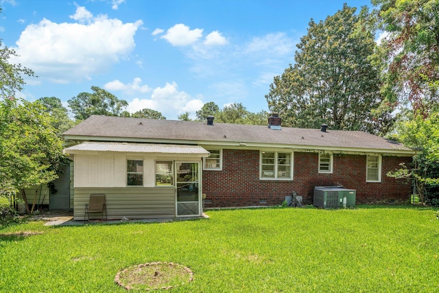 1900 Morgan Ave, North Charleston, SC 29406 - back of property featuring a lawn, brick siding, a chimney, and crawl space
