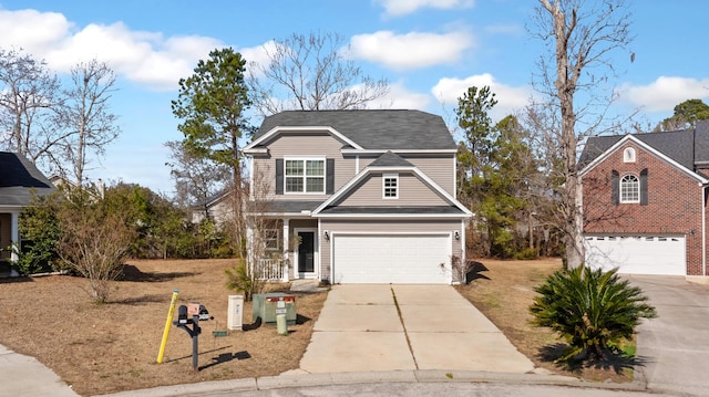 view of front of property featuring a garage