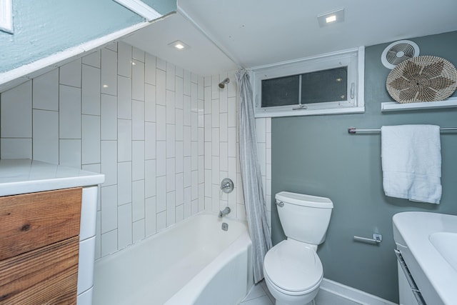 173 Fishburne St, Charleston, SC 29403 - bathroom featuring shower / bathtub combination with curtain, vanity, and toilet