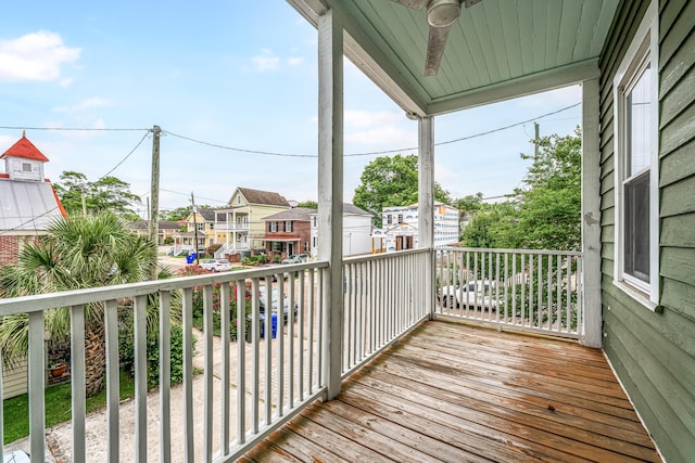 173 Fishburne St, Charleston, SC 29403 - wooden deck featuring a ceiling fan and a residential view