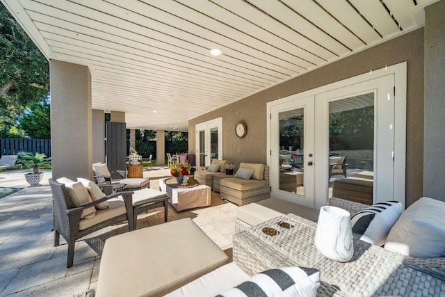 view of patio / terrace with outdoor lounge area and french doors