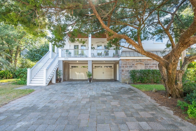 view of front of property with a garage