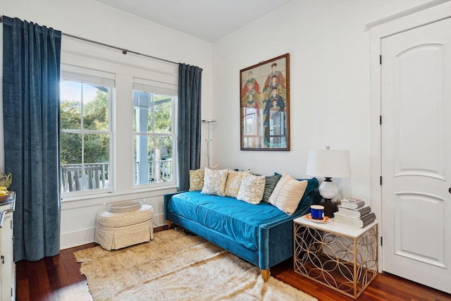 living room with hardwood / wood-style flooring