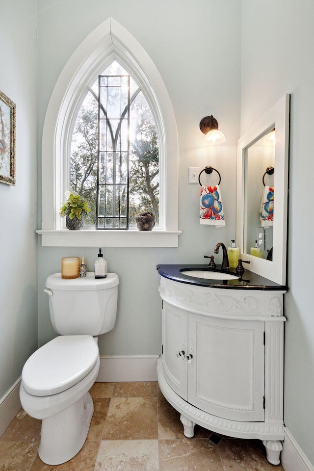 bathroom featuring vanity, toilet, and a wealth of natural light