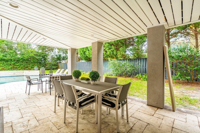 view of patio / terrace with a fenced in pool