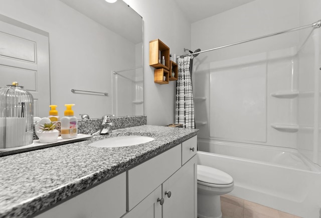 404 Omaha Dr, Moncks Corner, SC 29461 - full bathroom with shower / bath combination with curtain, toilet, vanity, and tile patterned flooring