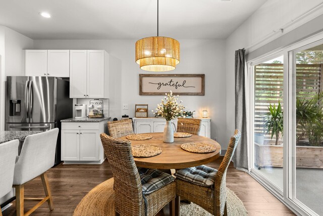 404 Omaha Dr, Moncks Corner, SC 29461 - dining room featuring dark wood-type flooring and recessed lighting