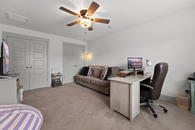 404 Omaha Dr, Moncks Corner, SC 29461 - office area featuring light colored carpet and ceiling fan
