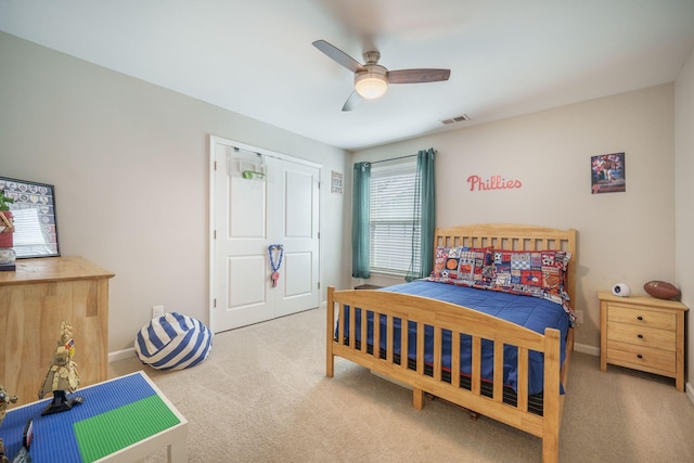 419 Whispering Breeze Ln, Summerville, SC 29486 - carpeted bedroom featuring baseboards, visible vents, and ceiling fan