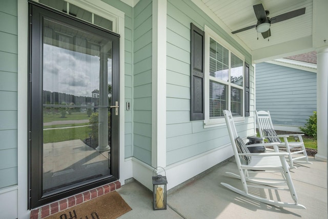 419 Whispering Breeze Ln, Summerville, SC 29486 - entrance to property featuring a ceiling fan and covered porch