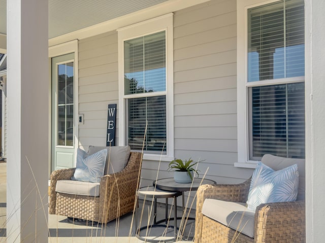 view of patio featuring a porch