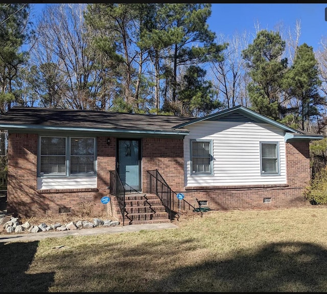 3567 Dewey Cox Rd, Lake City, SC 29560 - ranch-style home with crawl space, a front yard, and brick siding