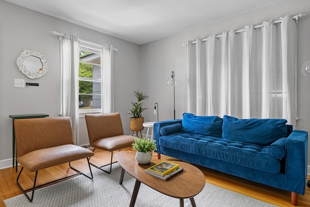 living room with light hardwood / wood-style floors