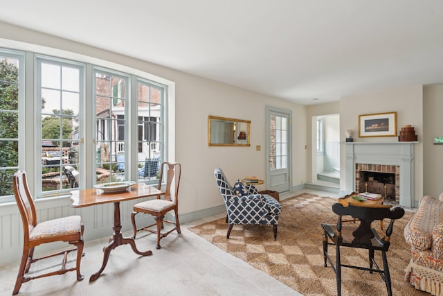 interior space with a fireplace