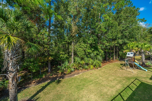 view of yard with a playground