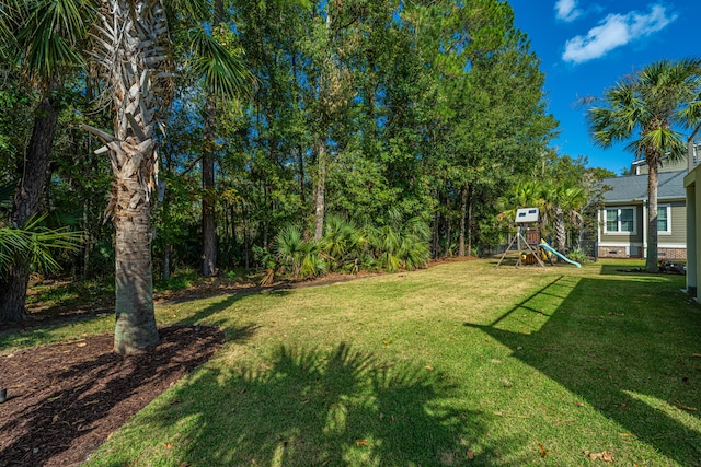 view of yard with a playground