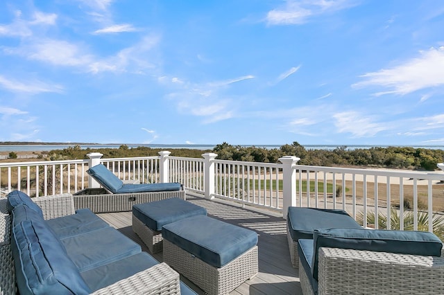 wooden deck with outdoor lounge area