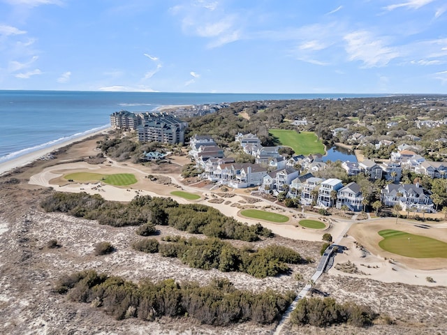 aerial view with a beach view and a water view