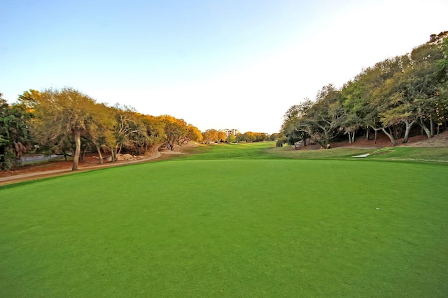 view of property's community featuring view of golf course