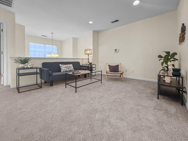 living room featuring carpet floors