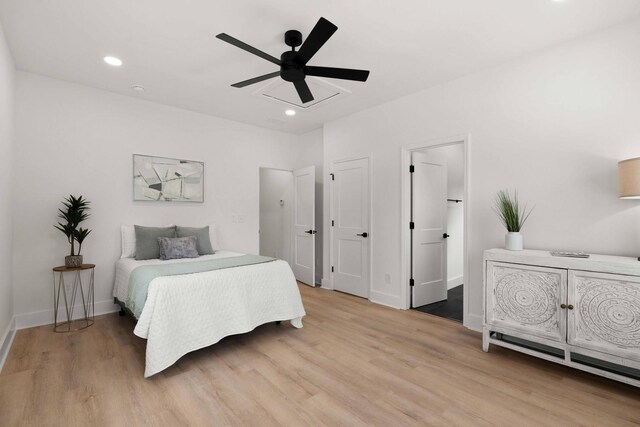 866 Tripe St, Charleston, SC 29407 - bedroom with light wood-style floors, recessed lighting, baseboards, and ceiling fan