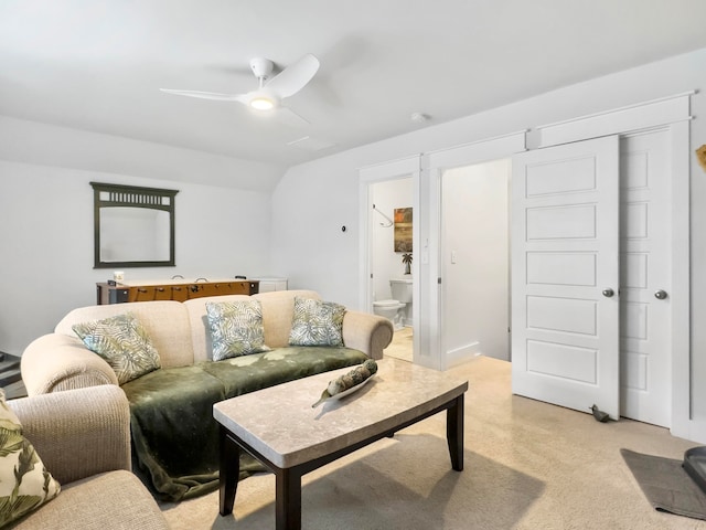 living room with ceiling fan