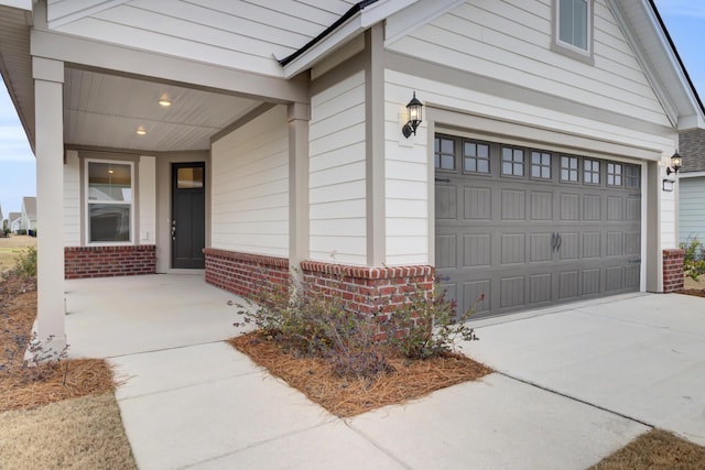 exterior space featuring a garage