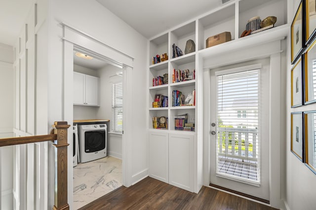 1713 Banning St, Mount Pleasant, SC 29466 - entryway featuring dark wood-type flooring and separate washer and dryer