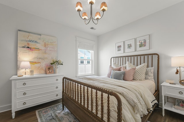 1713 Banning St, Mount Pleasant, SC 29466 - bedroom featuring a chandelier and dark wood finished floors
