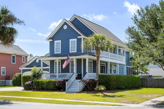 601 King Haven Ln, Johns Island, SC 29455 - view of front of property with a porch, a balcony, stairs, and driveway