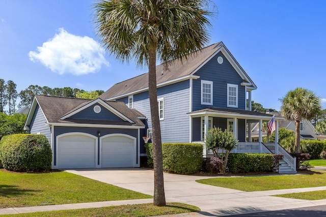 601 King Haven Ln, Johns Island, SC 29455 - traditional home featuring driveway, a porch, a garage, and a front lawn