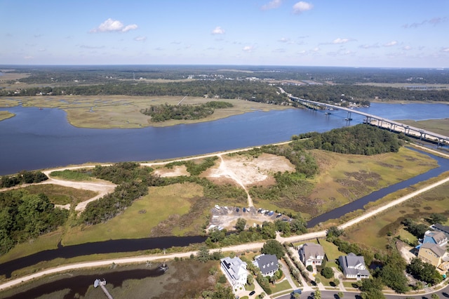 601 King Haven Ln, Johns Island, SC 29455 - aerial overview of property's location with a nearby body of water and a notable bridge
