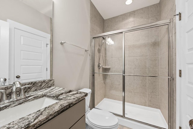 2208 Primus Rd, Mount Pleasant, SC 29466 - bathroom with vanity, a stall shower, and toilet